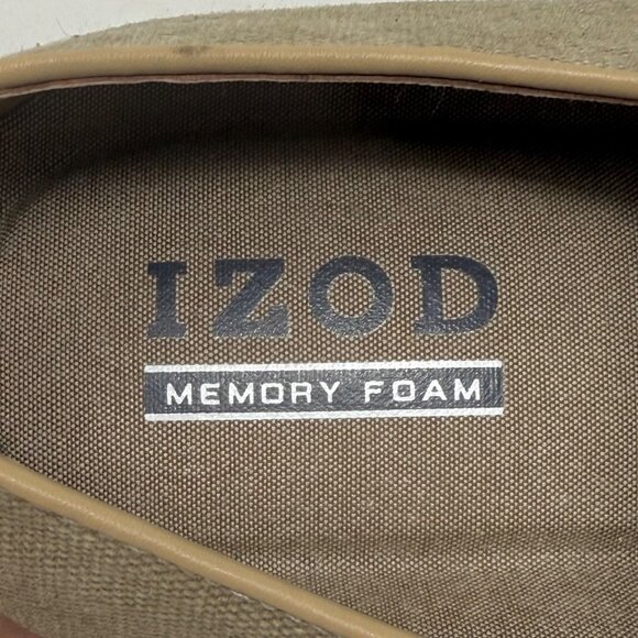 Izod Mens Image Natural Tan Beige LInen Oxford Shoes 13M Memory Foam Fabric - Picture 7 of 12